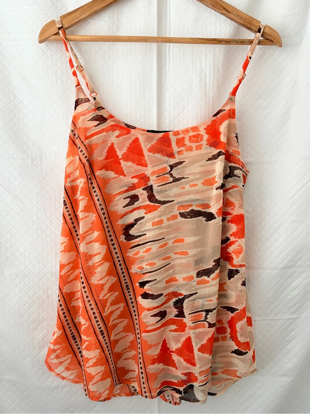INC International Concepts Orange Beige Abstract Print Cami